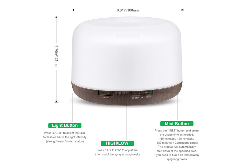 Humidificateur ultrasonique enfichable de diffuseur d'arome de 500ML