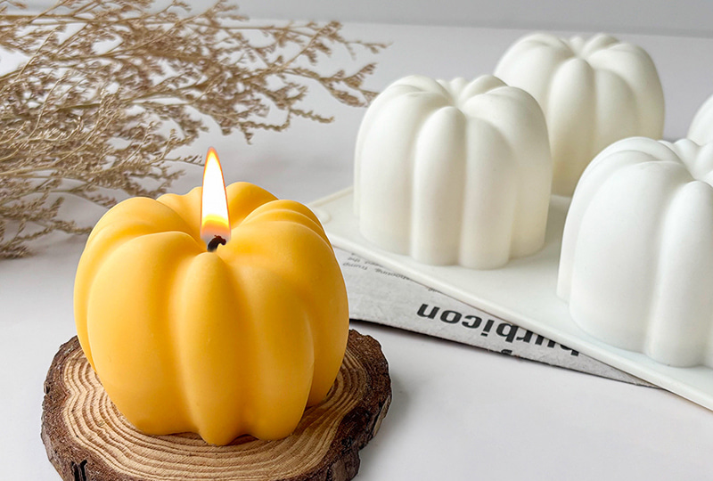 Moule à bougie en silicone citrouille à 6 cavités