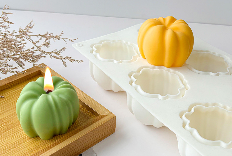 Moule à bougie en silicone citrouille à 6 cavités