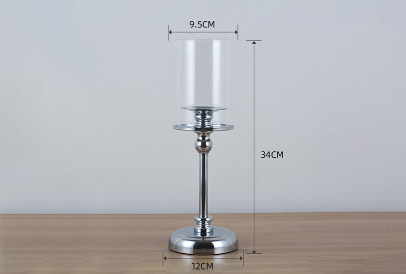 Ensemble de bougeoirs pilier en verre ouragan à tige dorée