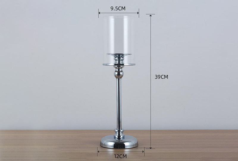 Ensemble de bougeoirs pilier en verre ouragan à tige dorée