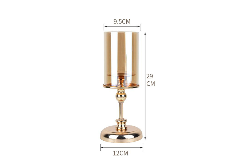 Ensemble de bougeoirs pilier en verre ouragan à tige dorée