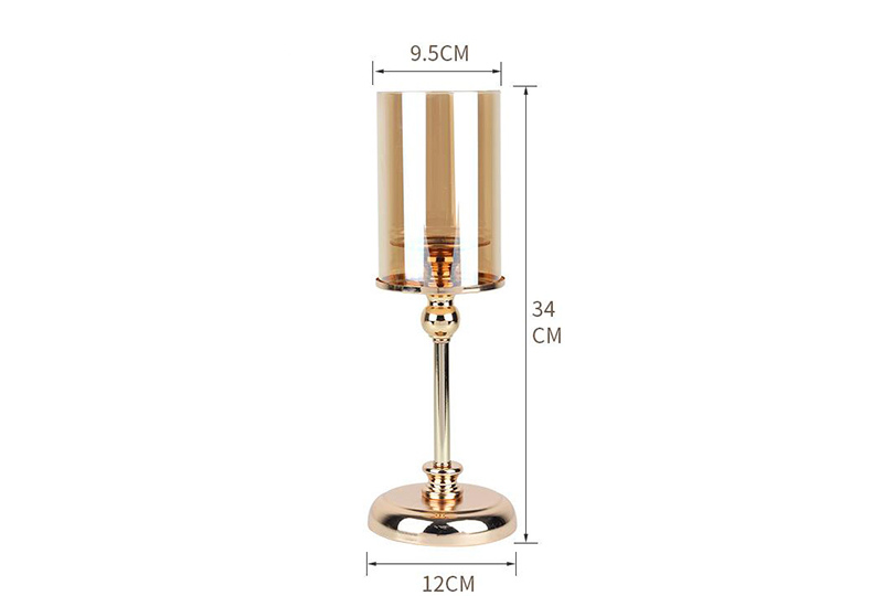 Ensemble de bougeoirs pilier en verre ouragan à tige dorée