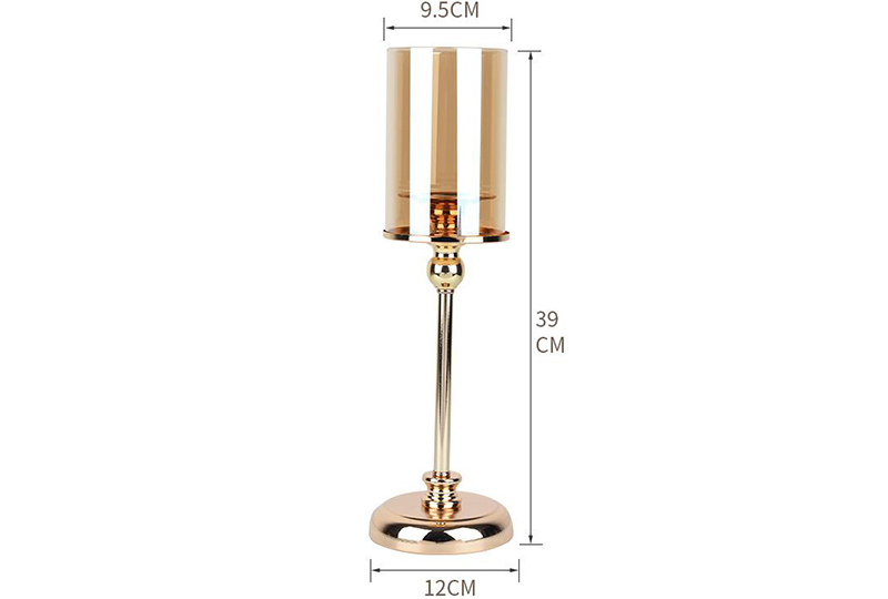 Ensemble de bougeoirs pilier en verre ouragan à tige dorée