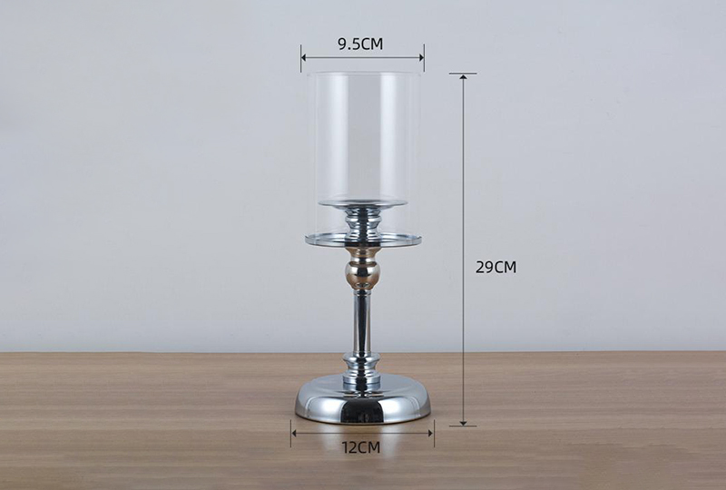 Ensemble de bougeoirs pilier en verre ouragan à tige dorée