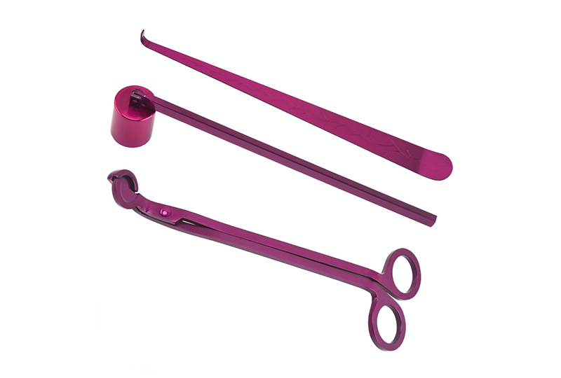 Ensemble d'entretien de bougies 3 pièces avec coupe-mèche anodisé magenta
