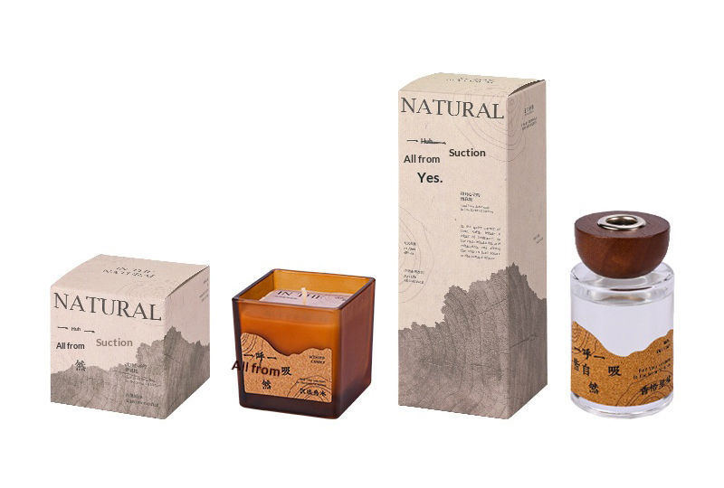 Coffret cadeau de la collection d'aromathérapie aux tons bois — Bougie et diffuseur de roseaux