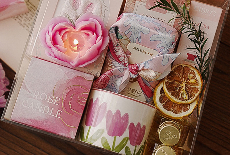 Bougie faite à la main de série de fleur de fleur de pivoine de coeur-rose