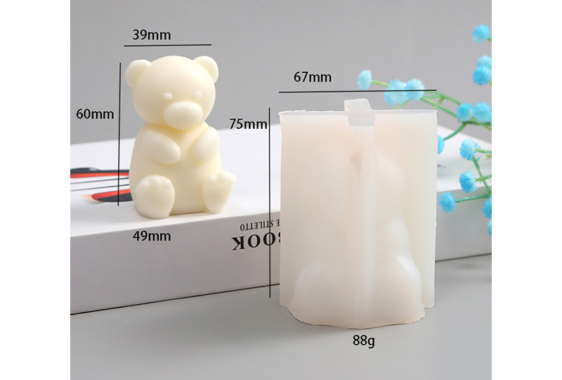 Moule à bougie en silicone fendu 3D Bear-Hugging-Heart