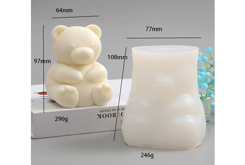Moule à bougie en silicone fendu 3D Bear-Hugging-Heart
