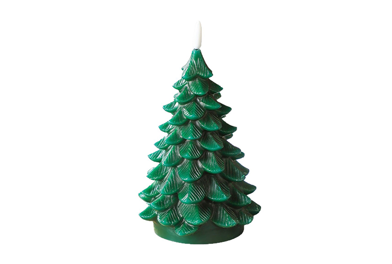 Bougie faite à la main de la série Festival des arbres de Noël saupoudrée de neige