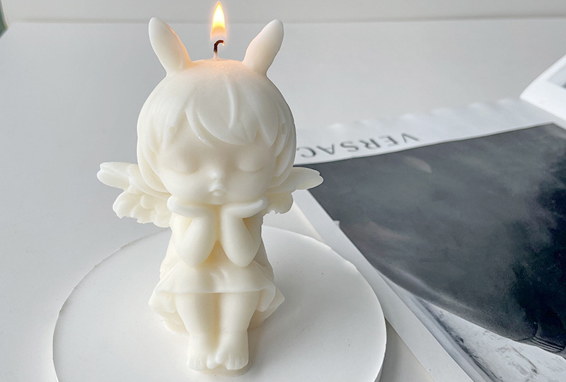 Moule à bougie en silicone en forme d'ange et d'oreille de lapin