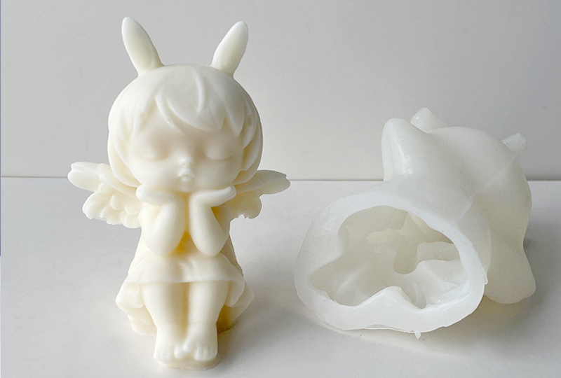 Moule à bougie en silicone en forme d'ange et d'oreille de lapin