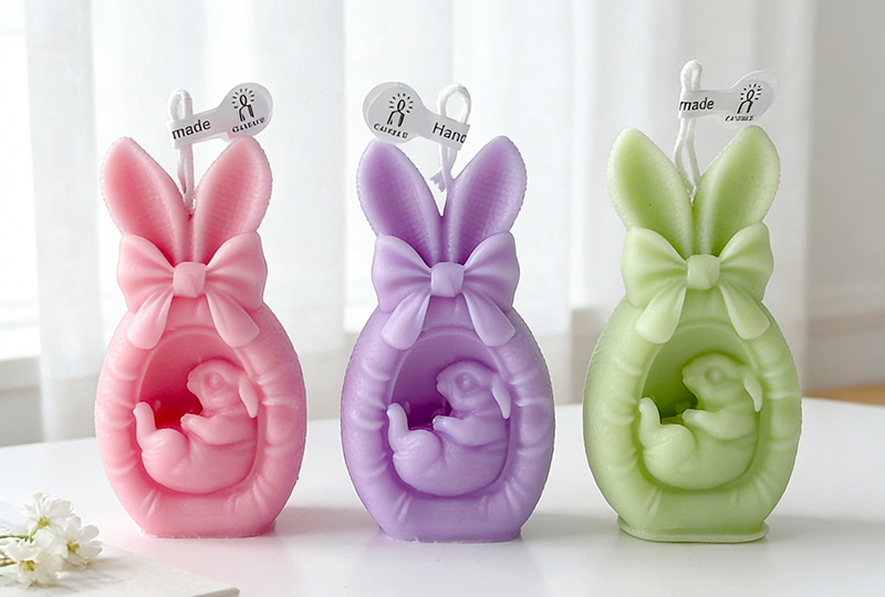 Bougie faite à la main de la série Festival des œufs de lapin de Pâques