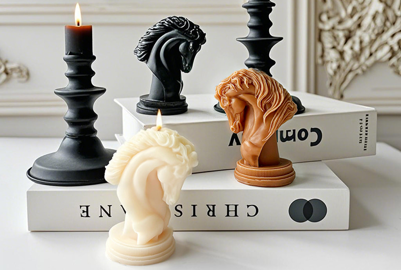 Bougie sculpturale faite à la main de série animale de buste de tête de cheval