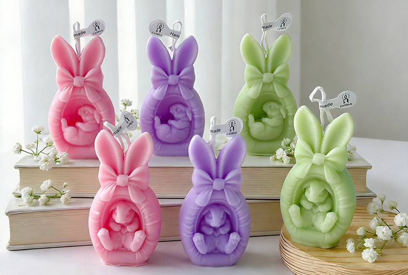 Bougie faite à la main de la série Festival des œufs de lapin de Pâques