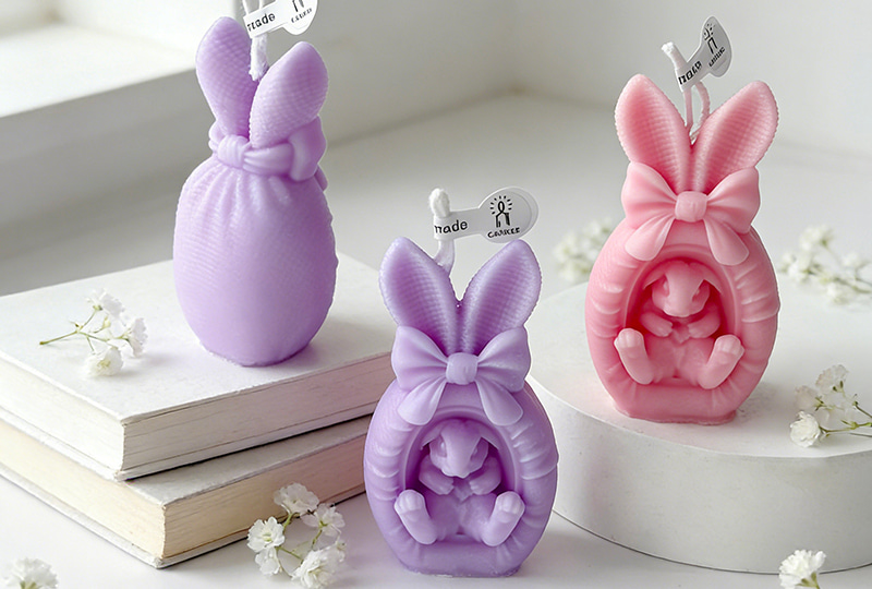 Bougie faite à la main de la série Festival des œufs de lapin de Pâques