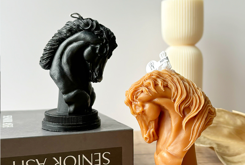 Bougie sculpturale faite à la main de série animale de buste de tête de cheval
