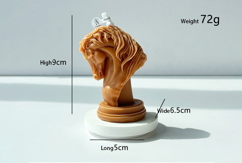 Bougie sculpturale faite à la main de série animale de buste de tête de cheval