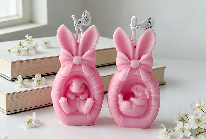Bougie faite à la main de la série Festival des œufs de lapin de Pâques