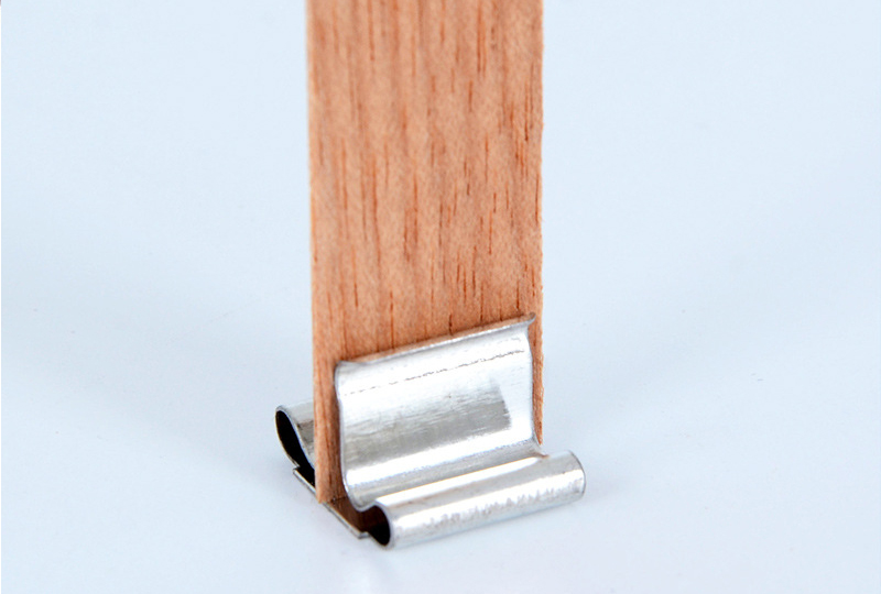 Mèche de bougie plate en bois de 13 mm avec languette de maintien en métal