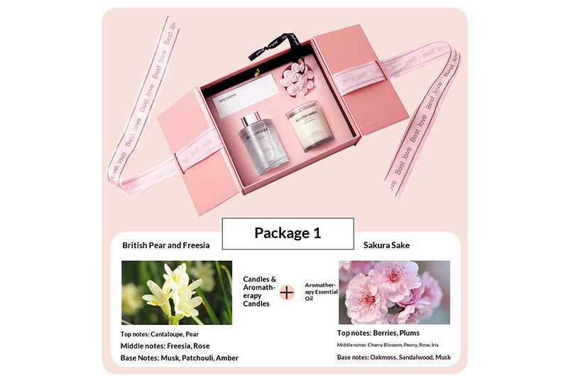 Ensemble de bougies et bougies diffuseur à double porte rose blush
