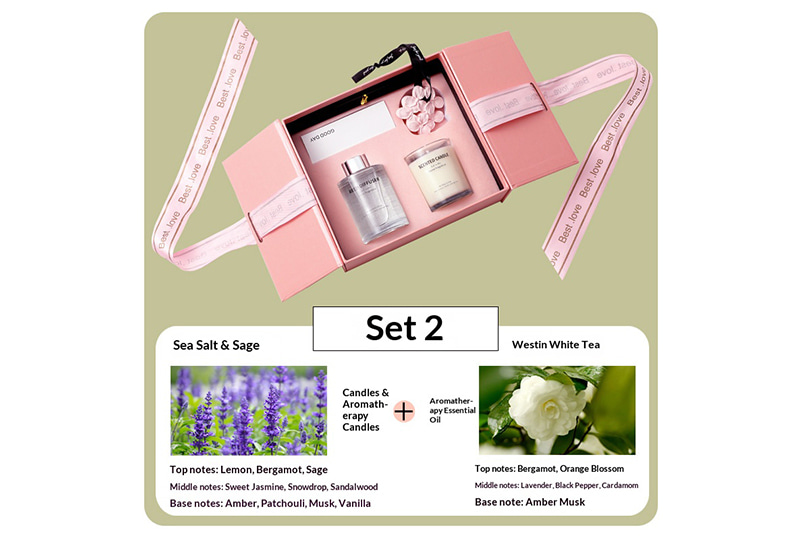 Ensemble de bougies et bougies diffuseur à double porte rose blush