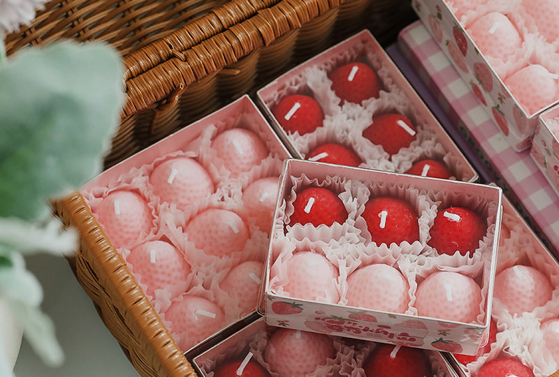 Ensemble de bougies chauffe-plat en forme de fraise — paquet de 6