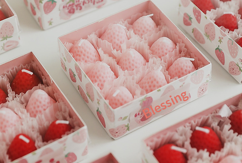 Ensemble de bougies chauffe-plat en forme de fraise — paquet de 6