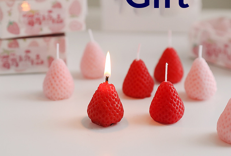 Ensemble de bougies chauffe-plat en forme de fraise — paquet de 6