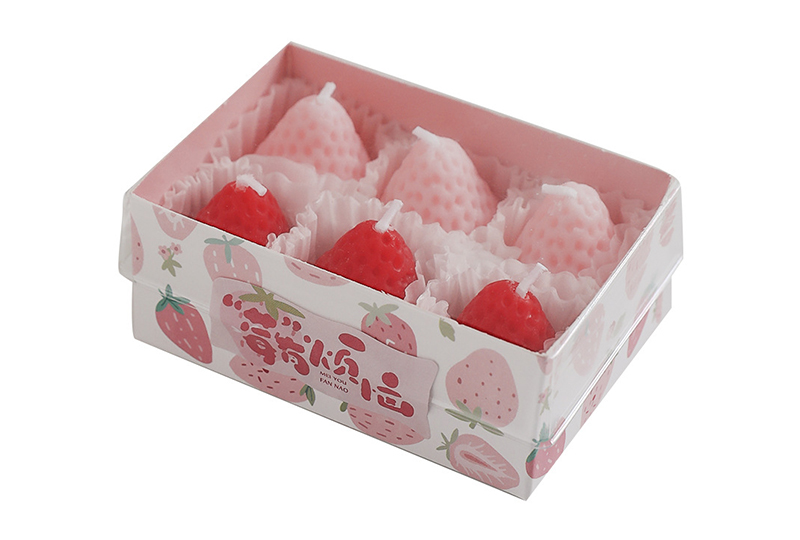 Ensemble de bougies chauffe-plat en forme de fraise — paquet de 6