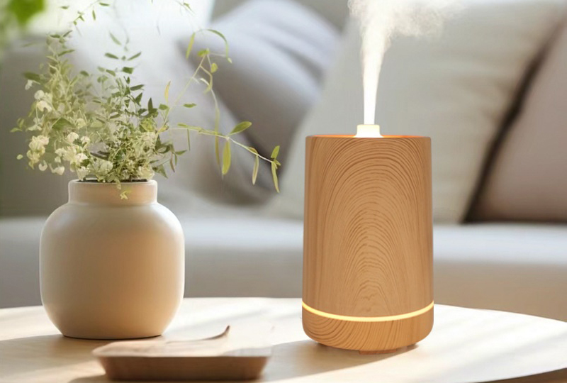Diffuseurs ultrasoniques LED à grain de bois en forme de vase
