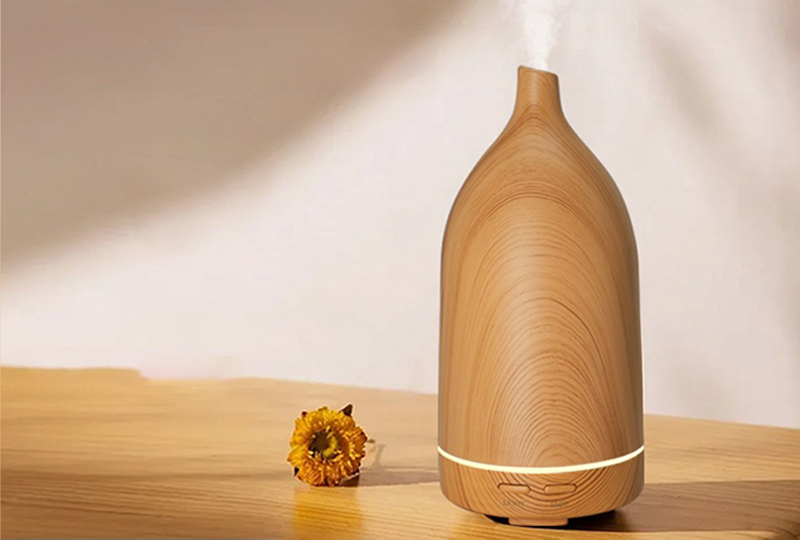Diffuseurs ultrasoniques LED à grain de bois en forme de vase