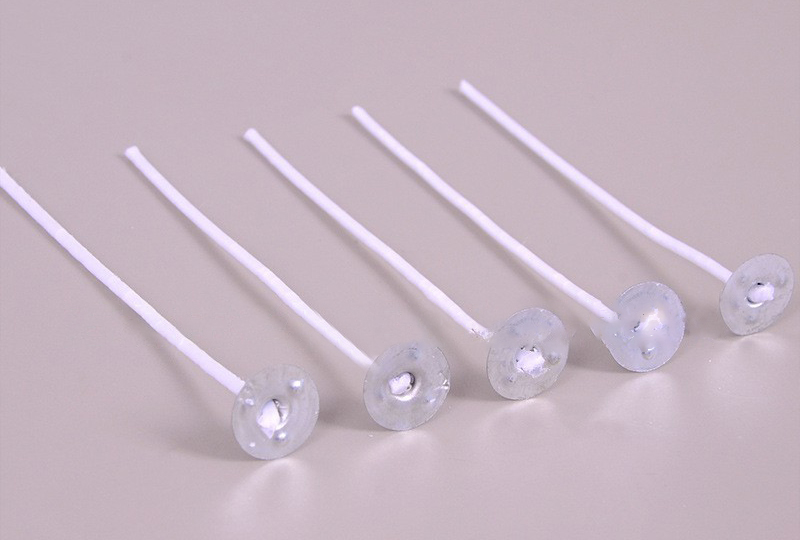 Mèche de bougie en coton pré-onglets avec support adhésif