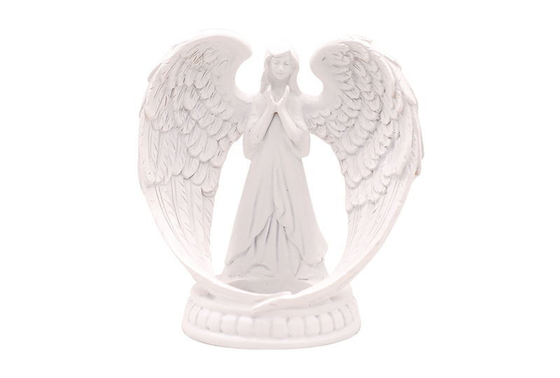 Bougeoir en forme d'ange en résine blanche embrassant