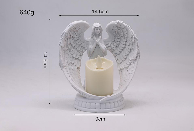 Bougeoir en forme d'ange en résine blanche embrassant