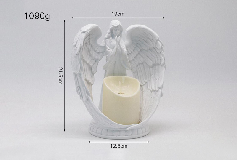 Bougeoir en forme d'ange en résine blanche embrassant