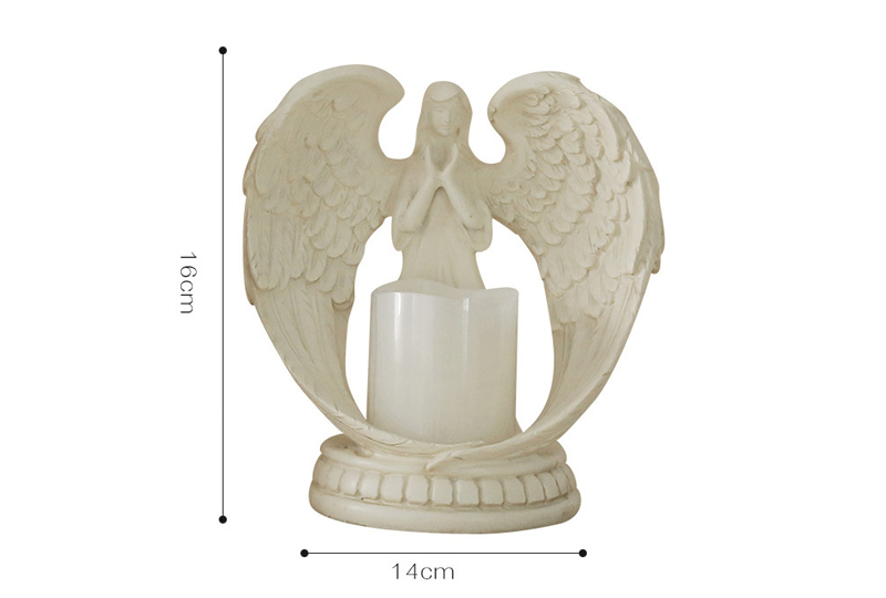 Bougeoir en forme d'ange en résine blanche embrassant