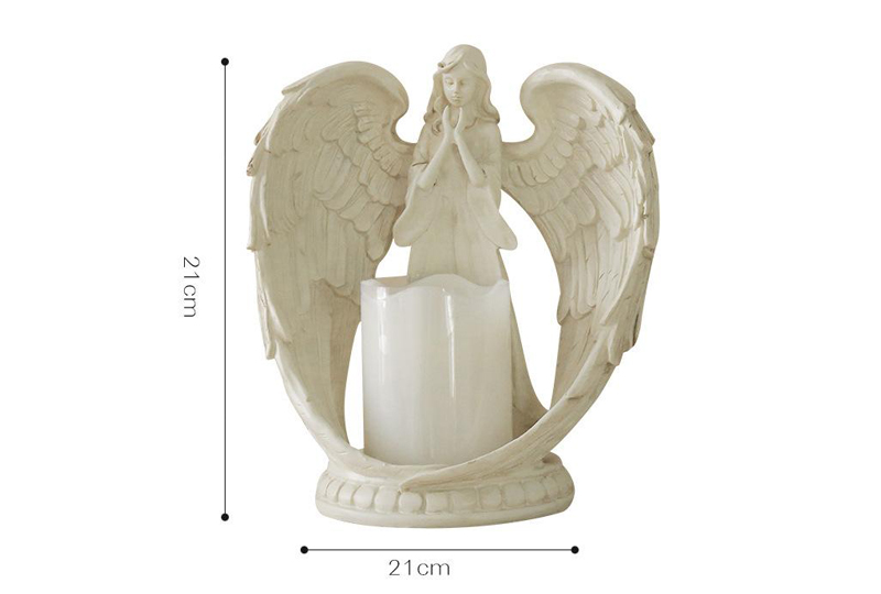 Bougeoir en forme d'ange en résine blanche embrassant