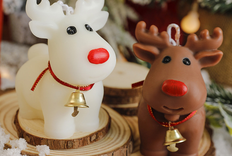 Bougie faite à la main de série d’animaux de renne de Jingle-Bell de Noël