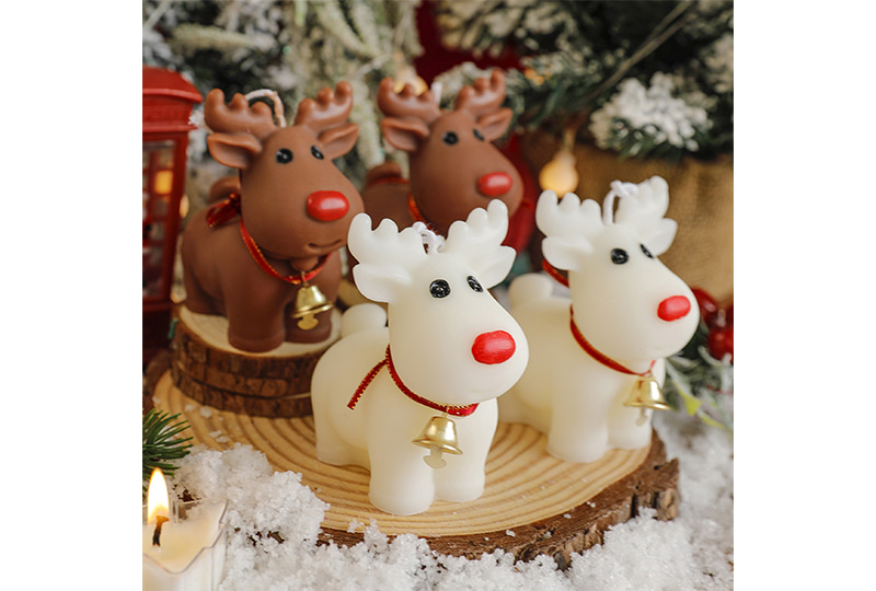 Bougie faite à la main de série d’animaux de renne de Jingle-Bell de Noël