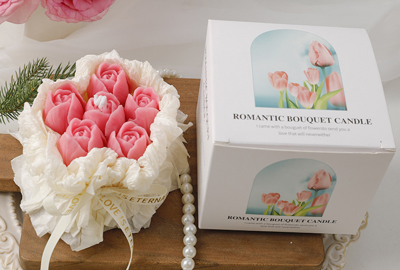 Bougie faite à la main série de fleurs à base de volants en grappe multi-roses