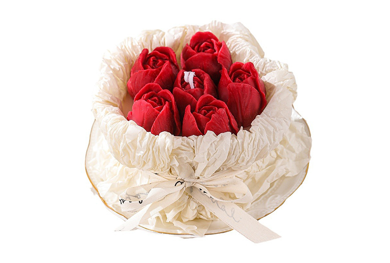 Bougie faite à la main série de fleurs à base de volants en grappe multi-roses