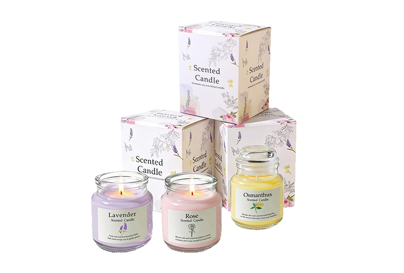 Ensemble de bougies de soja botaniques à 3 parfums — Rose, lavande et osmanthus