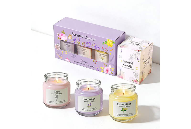 Ensemble de bougies de soja botaniques à 3 parfums — Rose, lavande et osmanthus